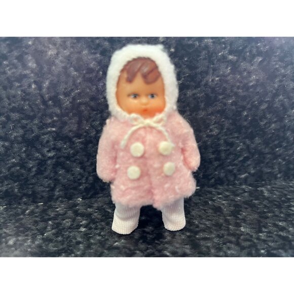 Vtg Miniature Baby Doll Pink White Coat Hat Costume Original Tag & Box Germany - Picture 2 of 8